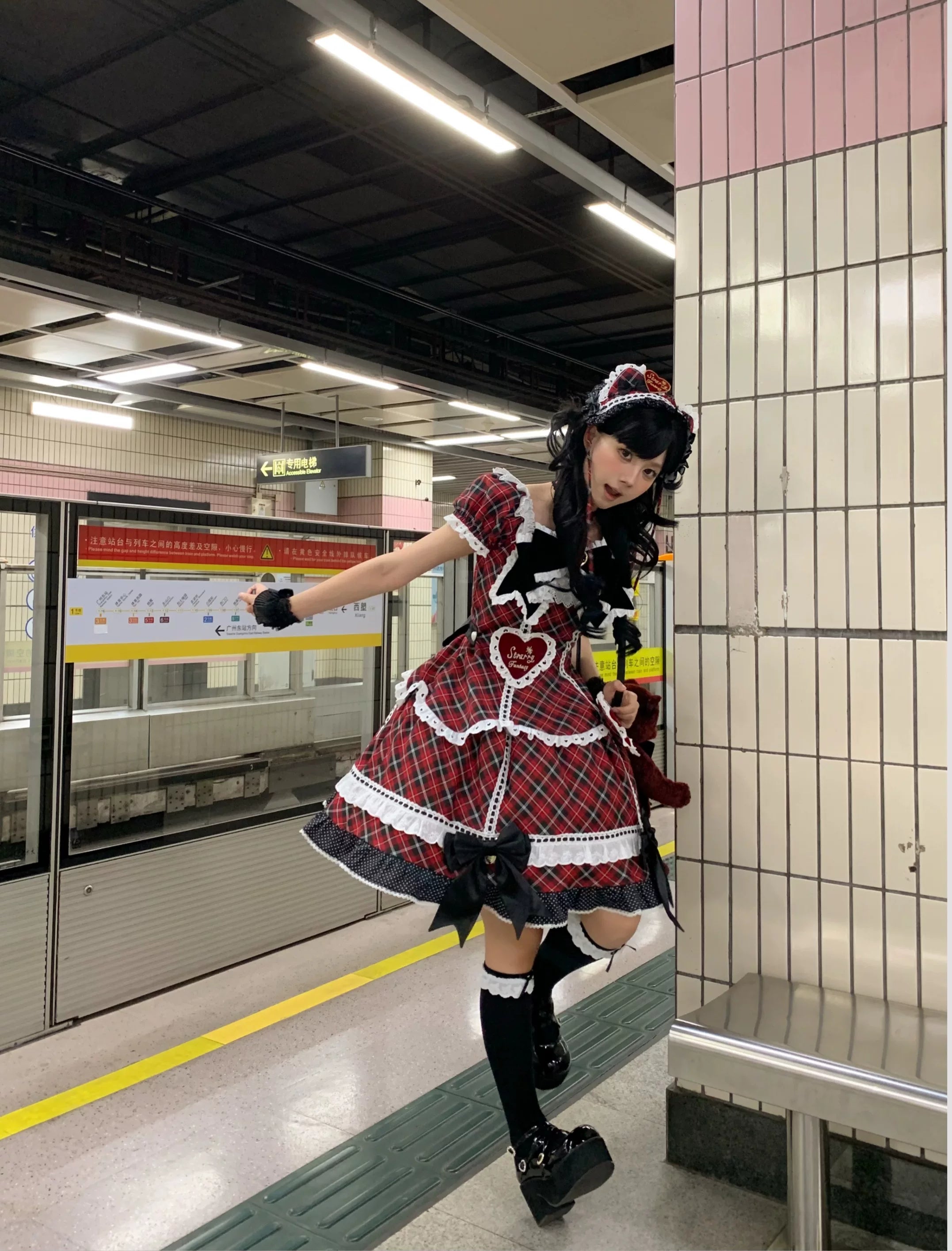 Shibuya Sweetheart - Plus Size Old School Lolita OP Dress, Side Pocket 44528:812896