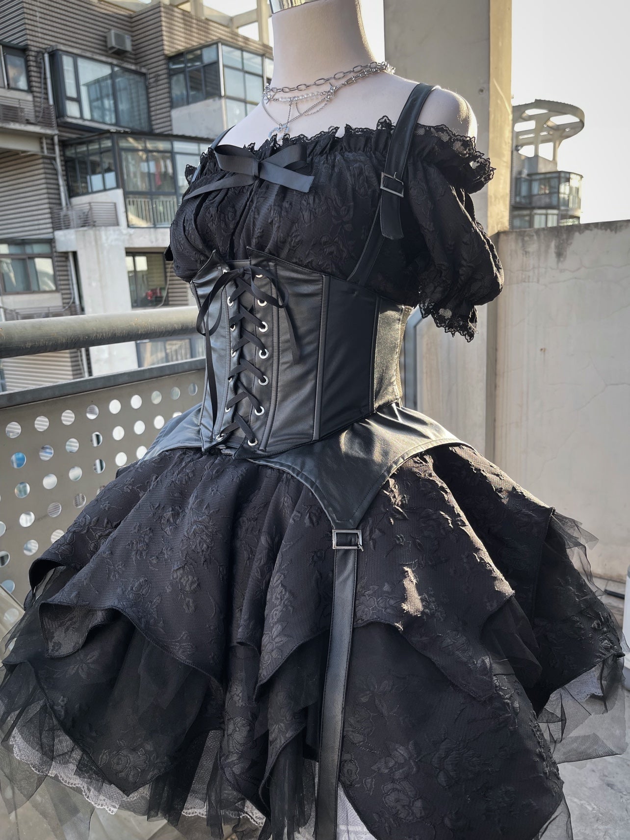 Kiko Lolita - Gothic Enchanting Lolita Nightshade Princess Skirt Set size1 (sm) black