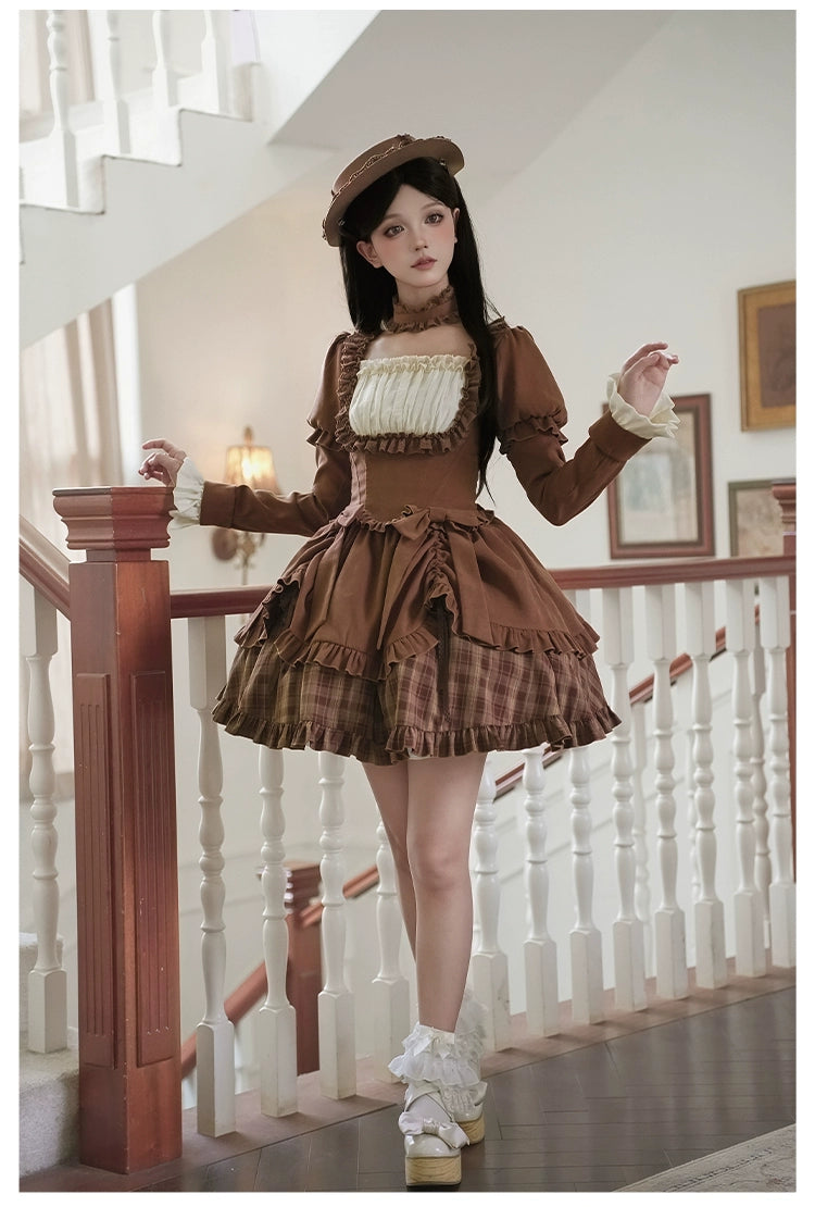 With PUJI - Oak Hymn - Classic Lolita Plaid OP Suit, Side Zipper 43924:791245
