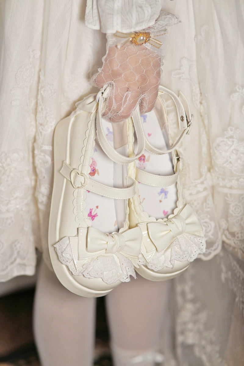 Jiujiu Lolita - Milky Puff - Sweet Lolita Heels Shoes, Round Toe With Petite Wedge 43858:787882