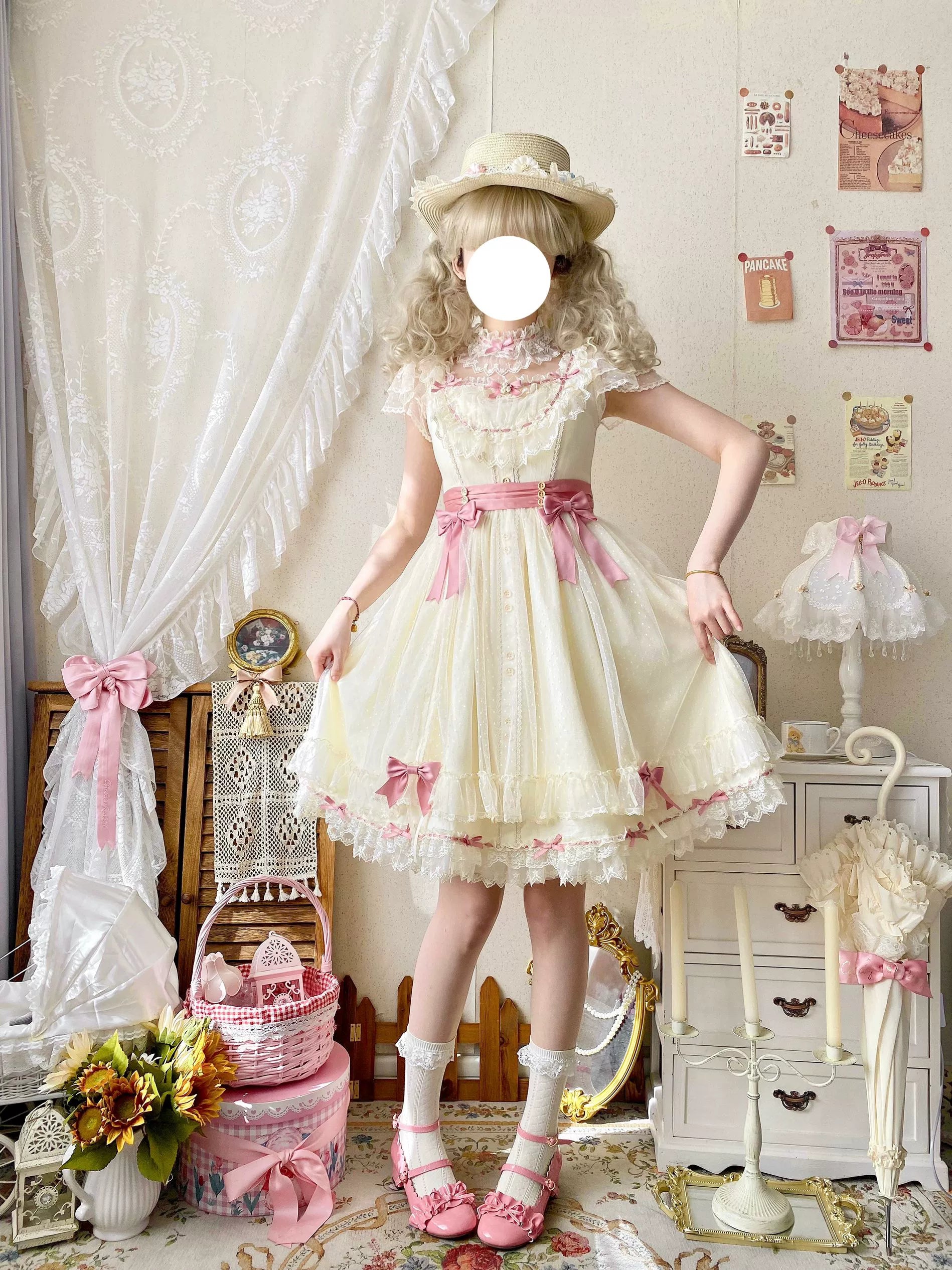 Uncle's Workshop - Fluttering Cherry Spring Strings - Cotton Sweet Lolita JSK Dress 42196:776733