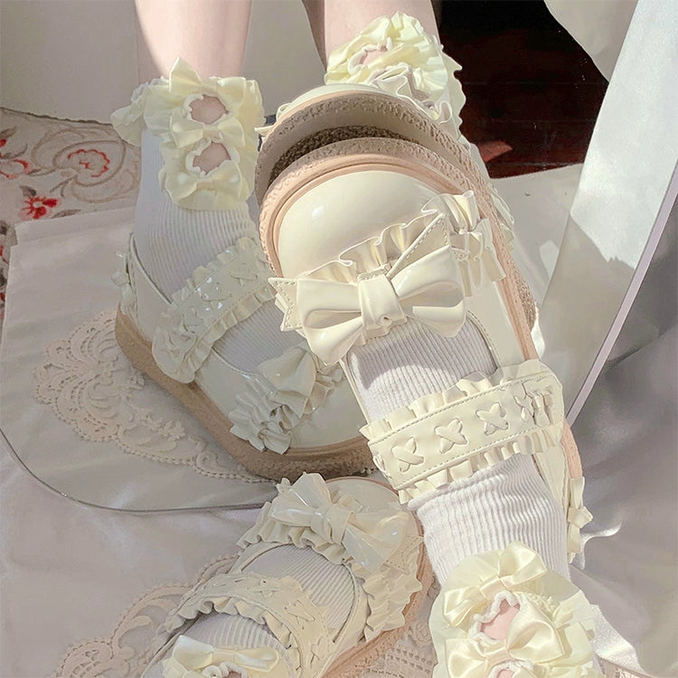 Fairy Godmother~Cute Lolita Shoes Bow Candy-Colored Lolita Flat Shoes 32696:408582