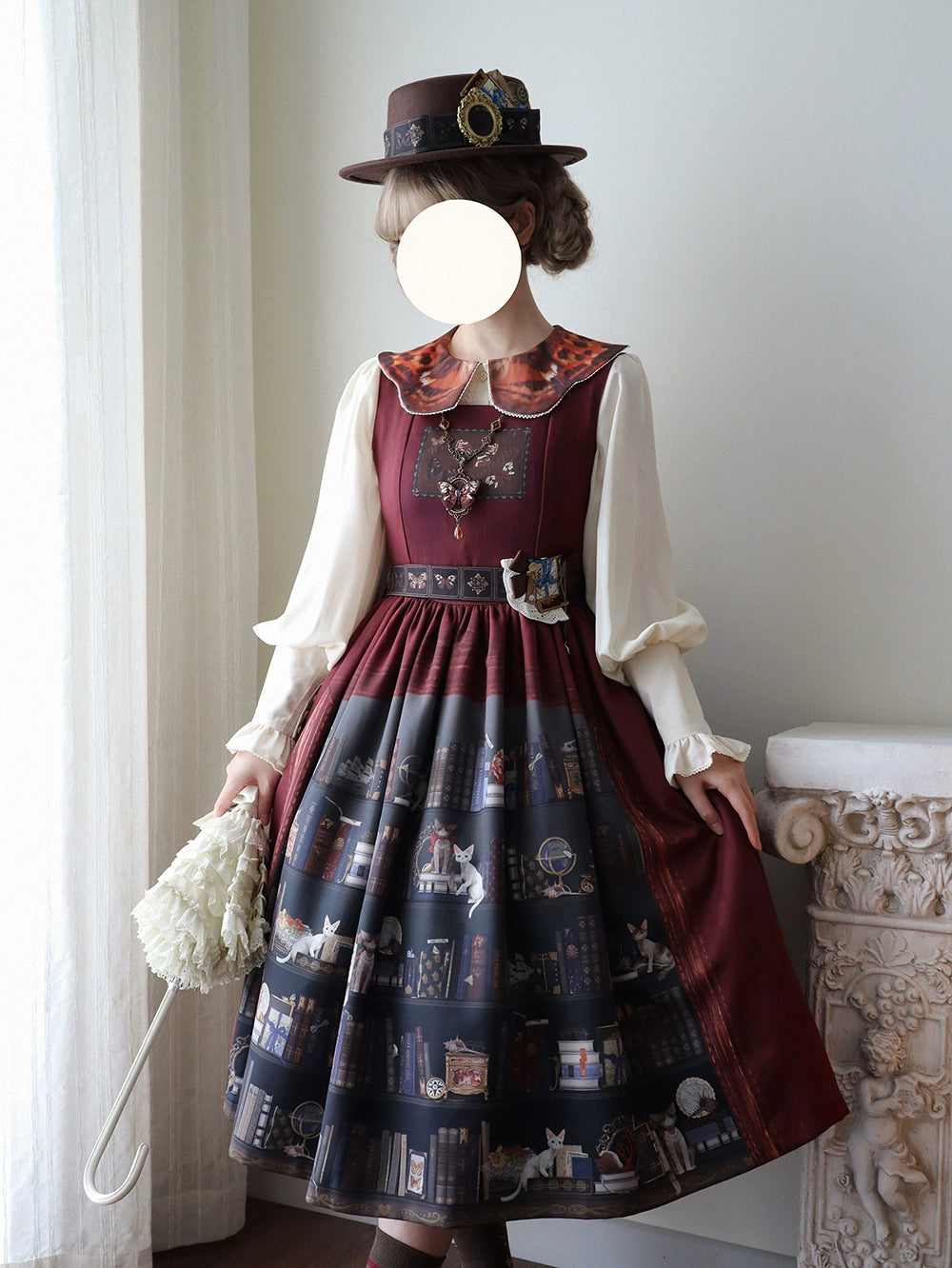 Miss Point - German Bookshelf - Classic Lolita Blouse, Butterfly-Shaped Collar 44025:792016