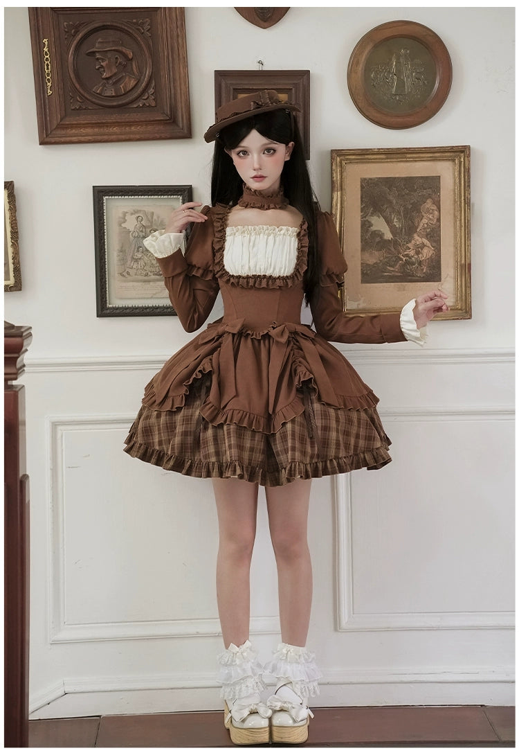 With PUJI - Oak Hymn - Classic Lolita Plaid OP Suit, Side Zipper 43924:791277