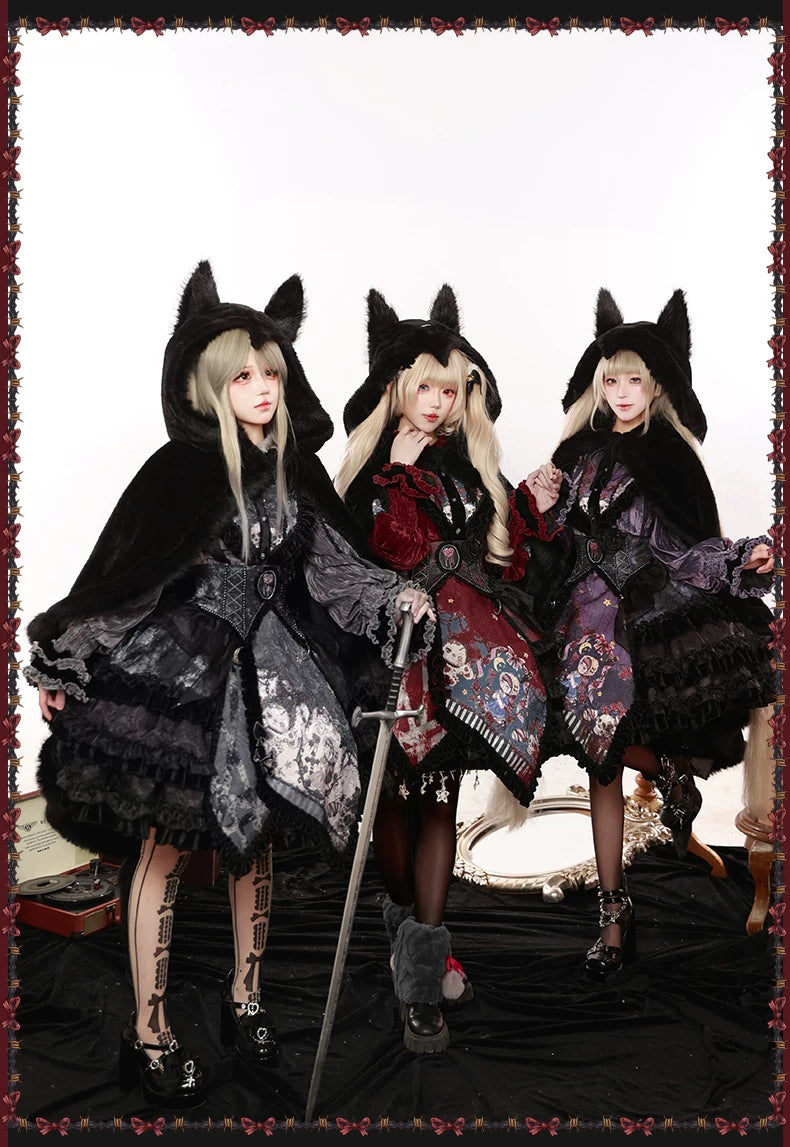Werewolf Slayer - Gothic Lolita Shirt & Suspender SK Dress Set, Tiered Skirt 44541:811989
