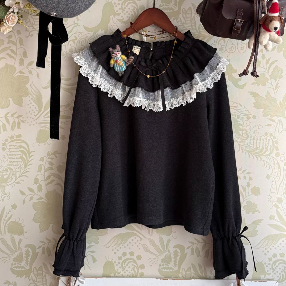 Himawari - Sweet Lolita Long Sleeve Blouse, Tiered Ruffle Collar (L M S) 45973:869765
