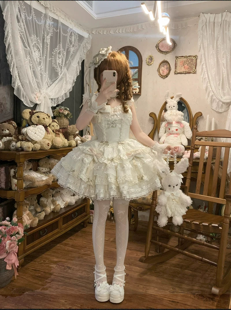 Luminous Whisper - Sweet Lolita Princess Jumper Dress, Layered Hem