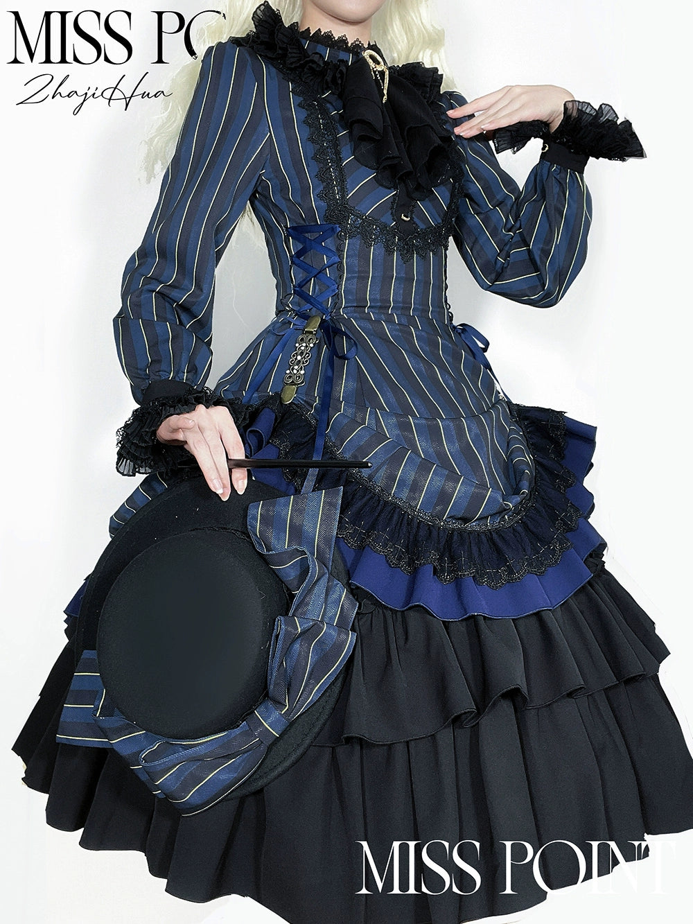 Miss Point - Perintz Manor - Gothic Lolita OP Long Sleeve Retro Lolita Dress 39904:642950