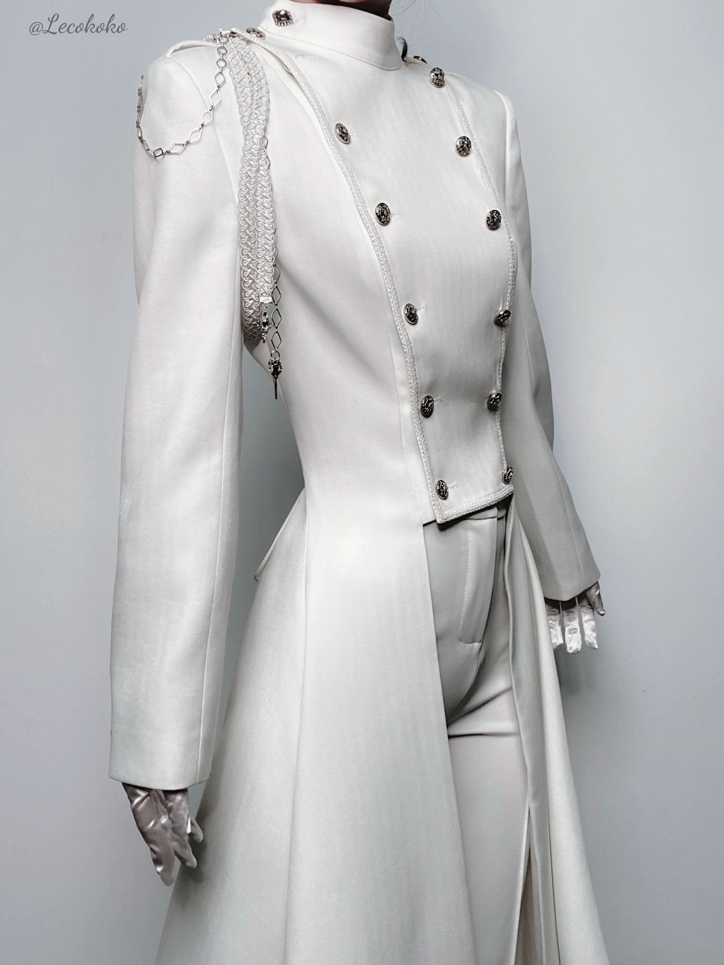 Eternal Moonlit Night - Ouji Lolita Coat, Double-Breasted High-Low Hem