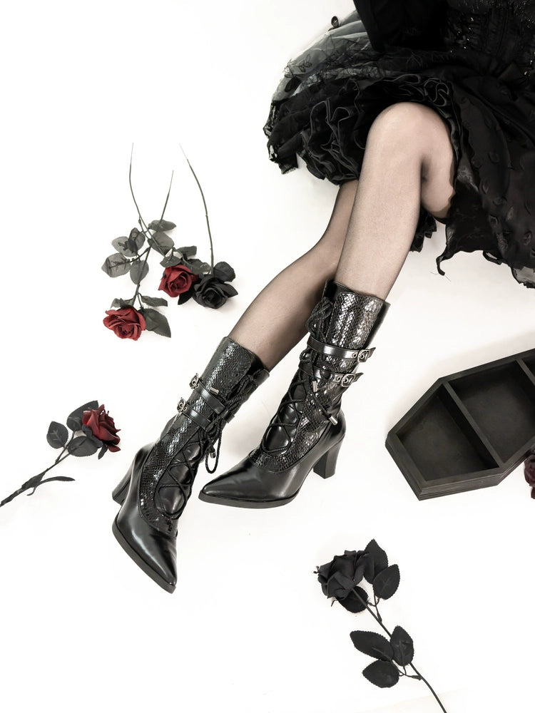 MODO - Gothic Lolita Heel Shoes, Faux Snakeskin Texture