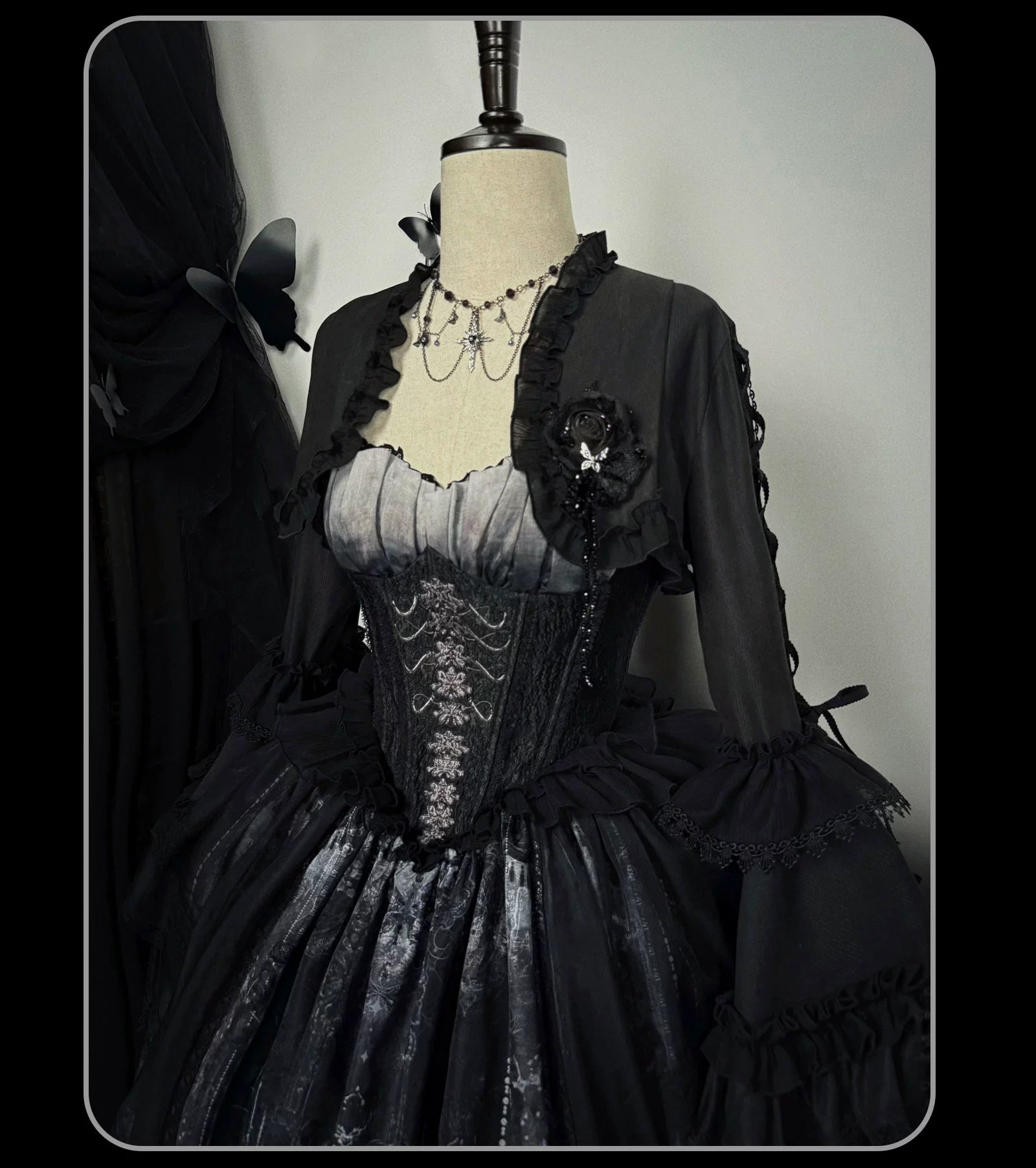 Bone-Eroded Butterfly - Gothic Lolita JSK & SK Set 44051:793280
