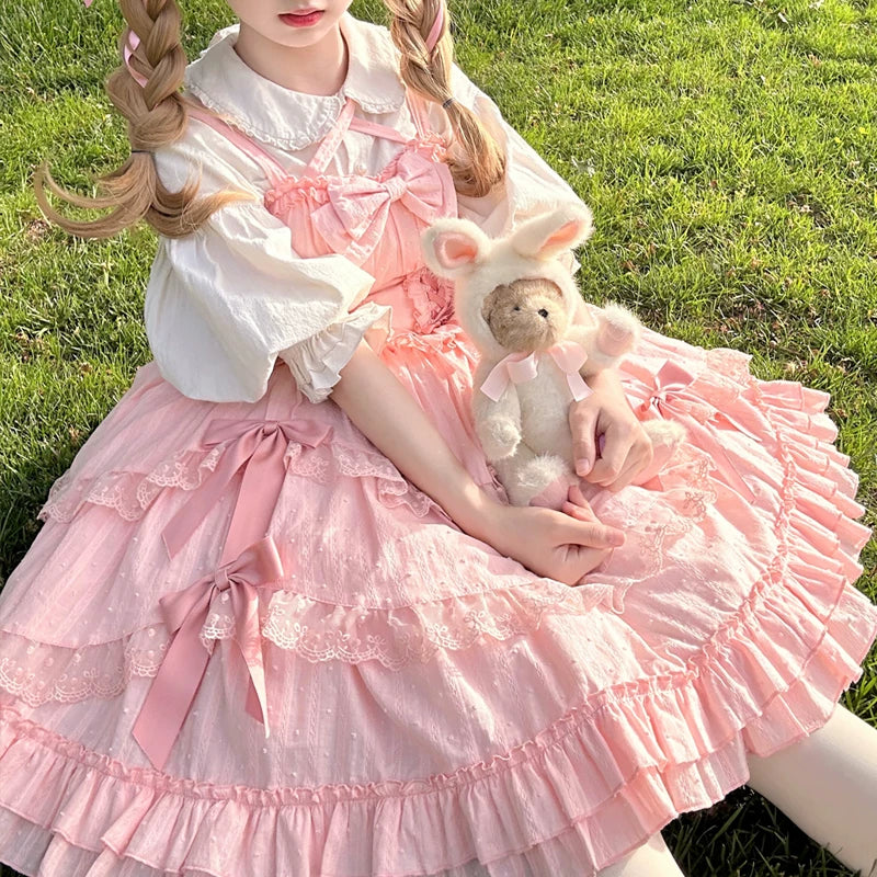 Miss Pearl - Halter Neck Sweet Lolita JSK Dress, Tiered Skirt