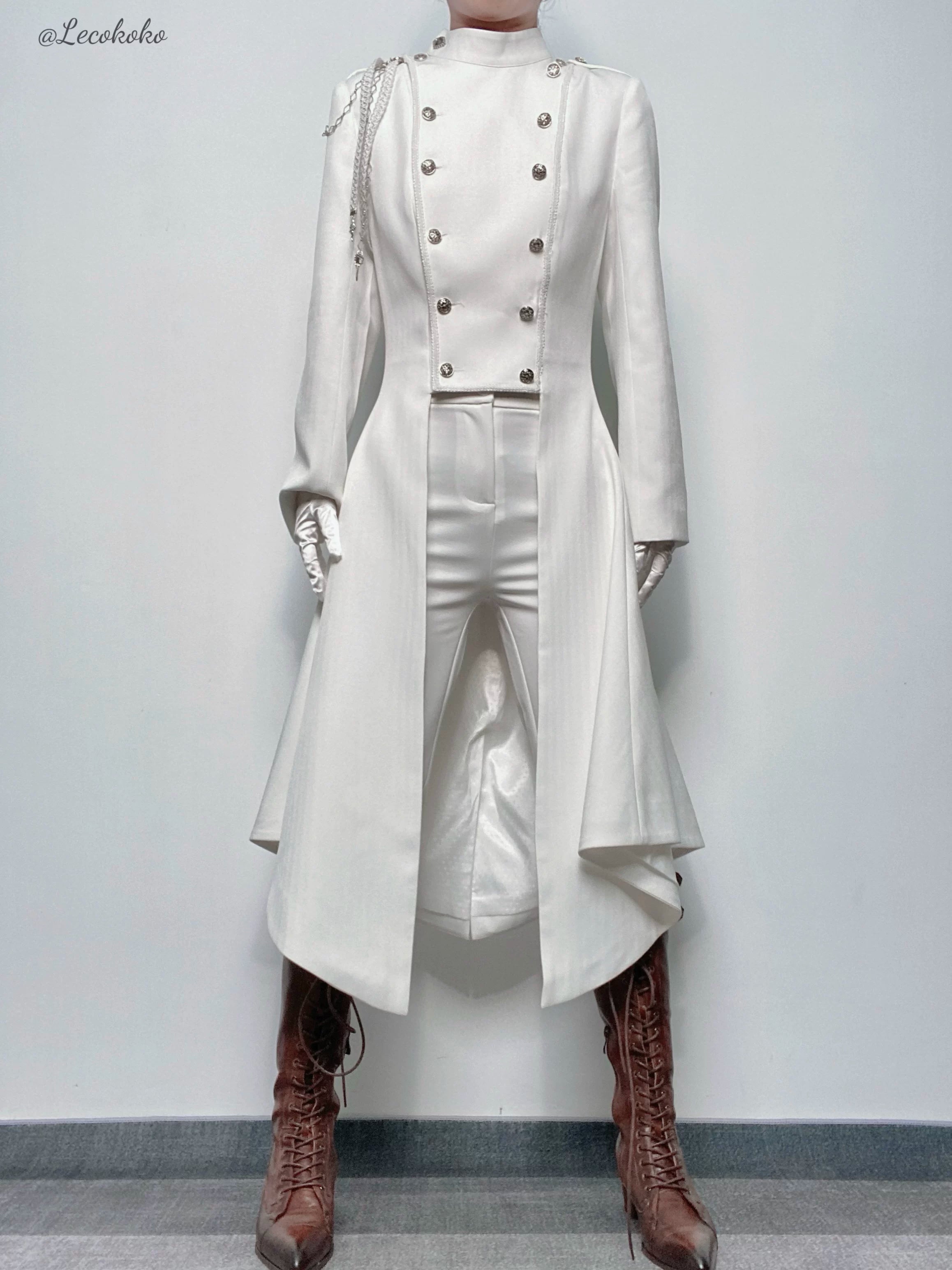 Eternal Moonlit Night - Ouji Lolita Coat, Double-Breasted High-Low Hem