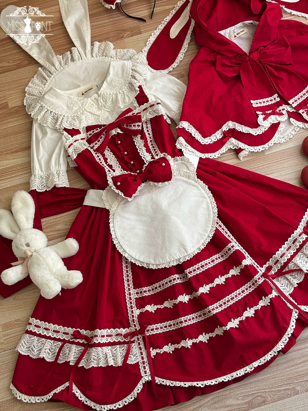 Vintage Petal Rabbit - Cotton Old School Lolita JSK Dress With Petal-Shaped Hem 43136:769640