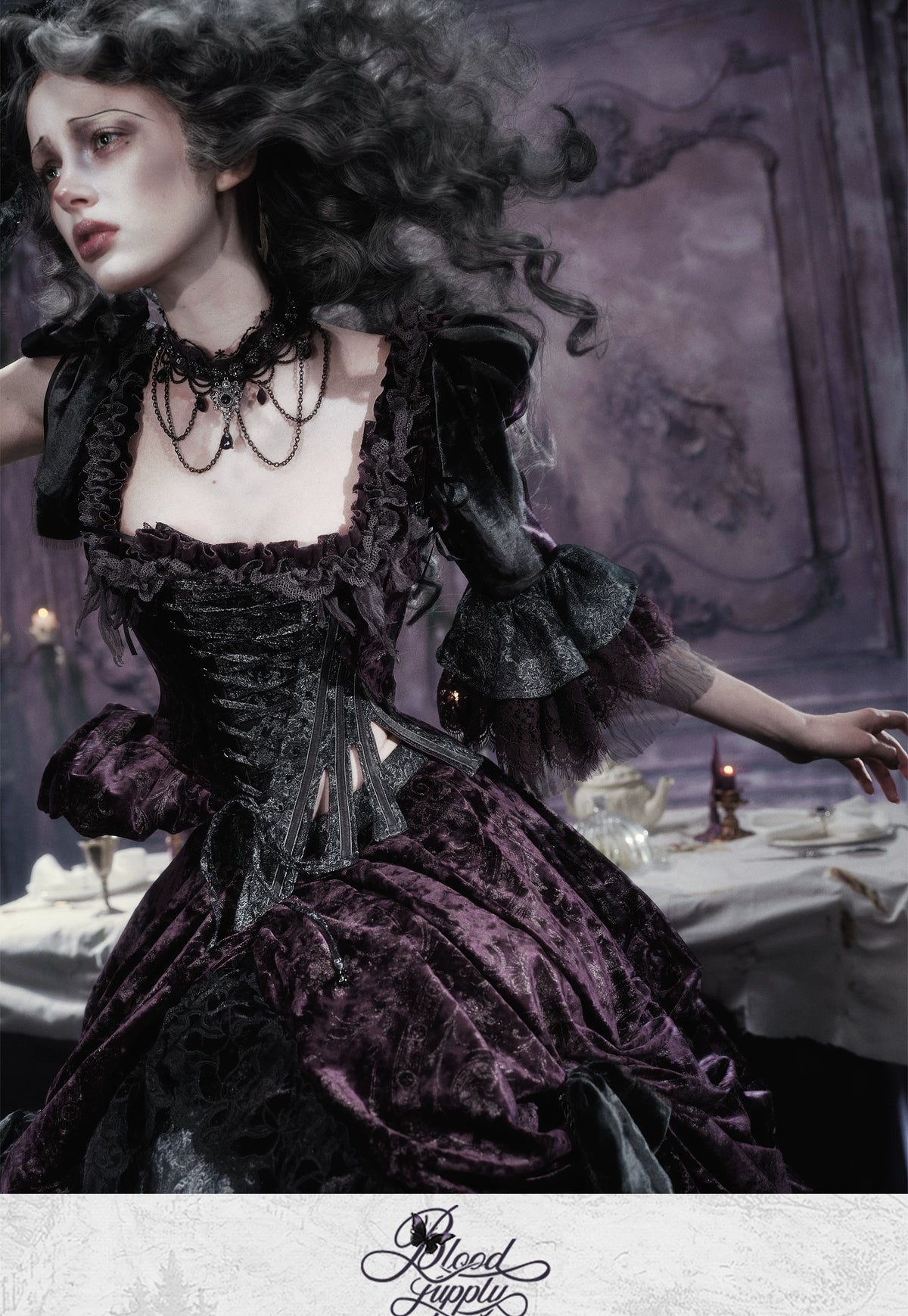 Undead's Gift - Halloween Gothic Corset, Detachable Sleeves 46023:872754