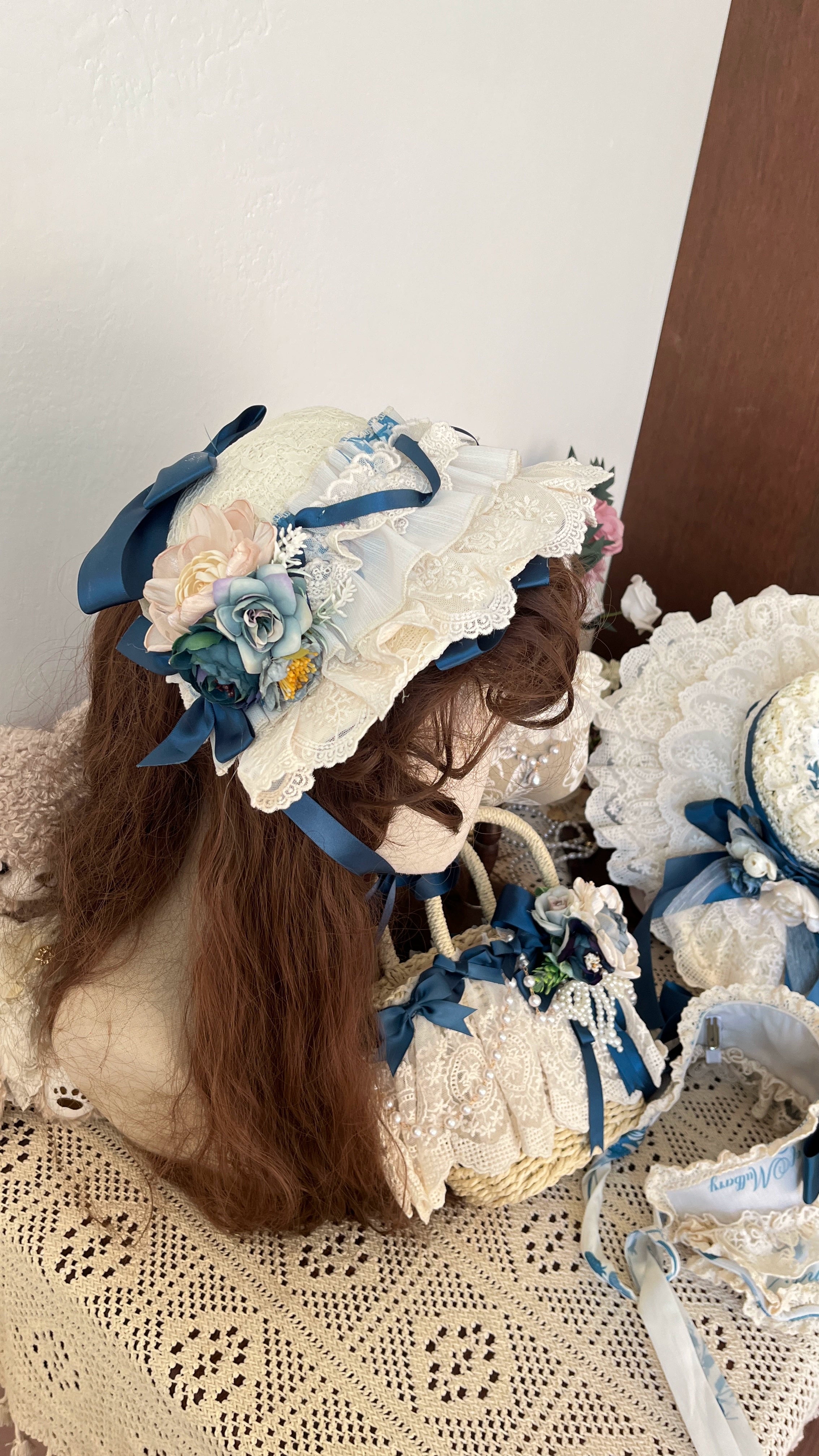 NanShengGe - Mulberry Poem - Country Lolita Accessory Set Headdress and Handbag Soft BNT Only One Size