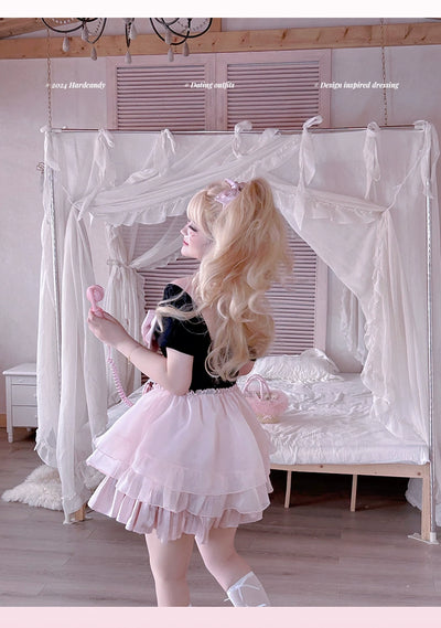Yingtang~Plus Size Lolita Dress Sweet Cake Tiered Skirt   