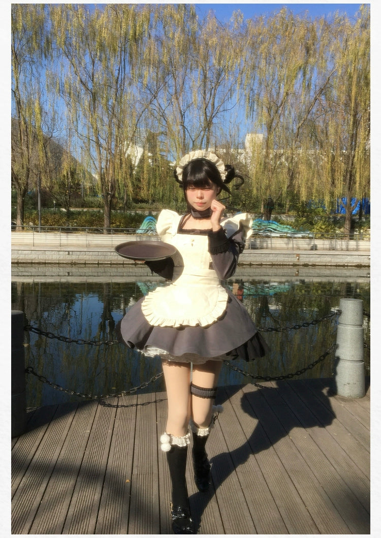 With PUJI - Suki - Maid Lolita OP Set, Detachable Apron, Juliet Sleeve