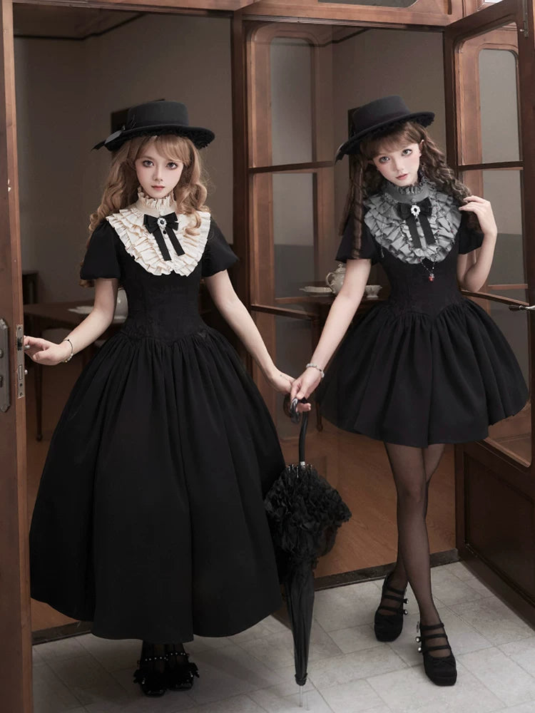 Old Covenant - Classic Lolita Jacquard OP Dress, Petal-Shaped Boned Waist