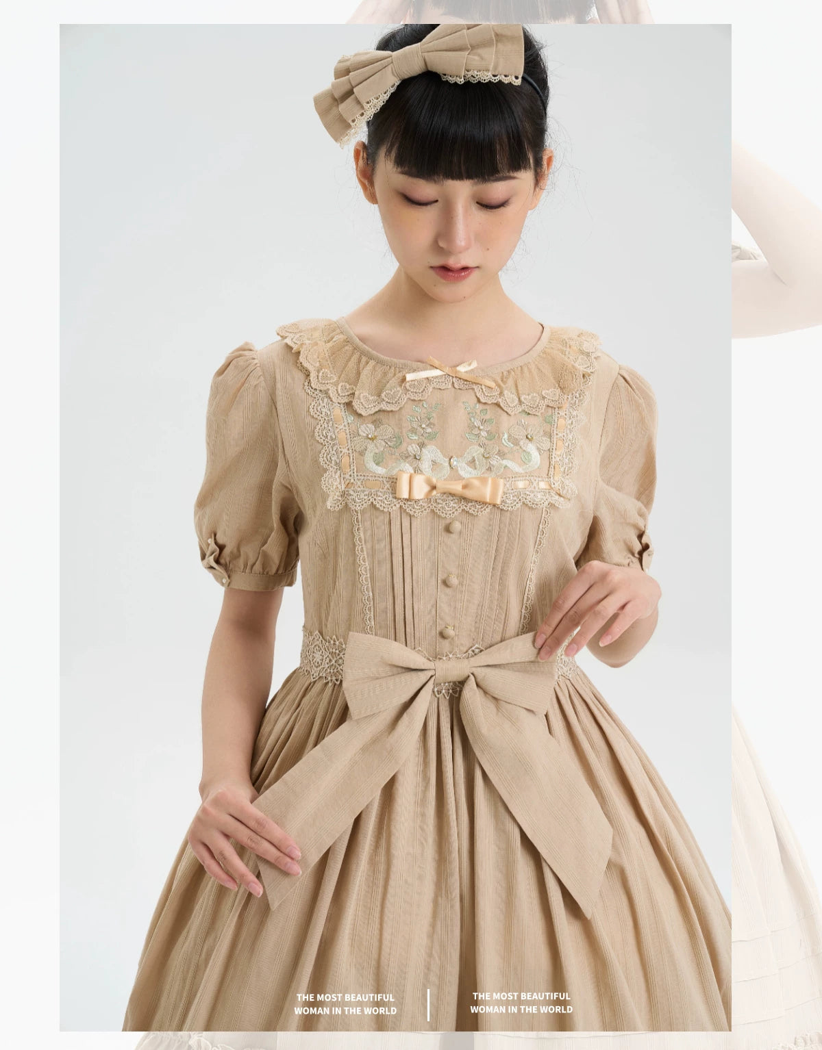 Maiden Nelly - Classic Lolita OP Dress, Embroidered Flowers