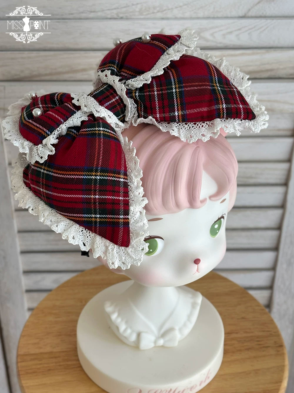 Plaid Petal Bunny - Old School Lolita Bunny Ear Headdress, Bear Ear Apron 44742:820789