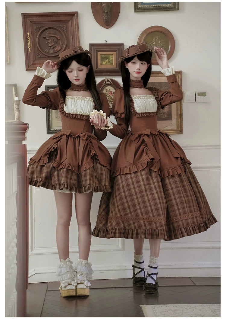 With PUJI - Oak Hymn - Classic Lolita Plaid OP Suit, Side Zipper 43924:791268