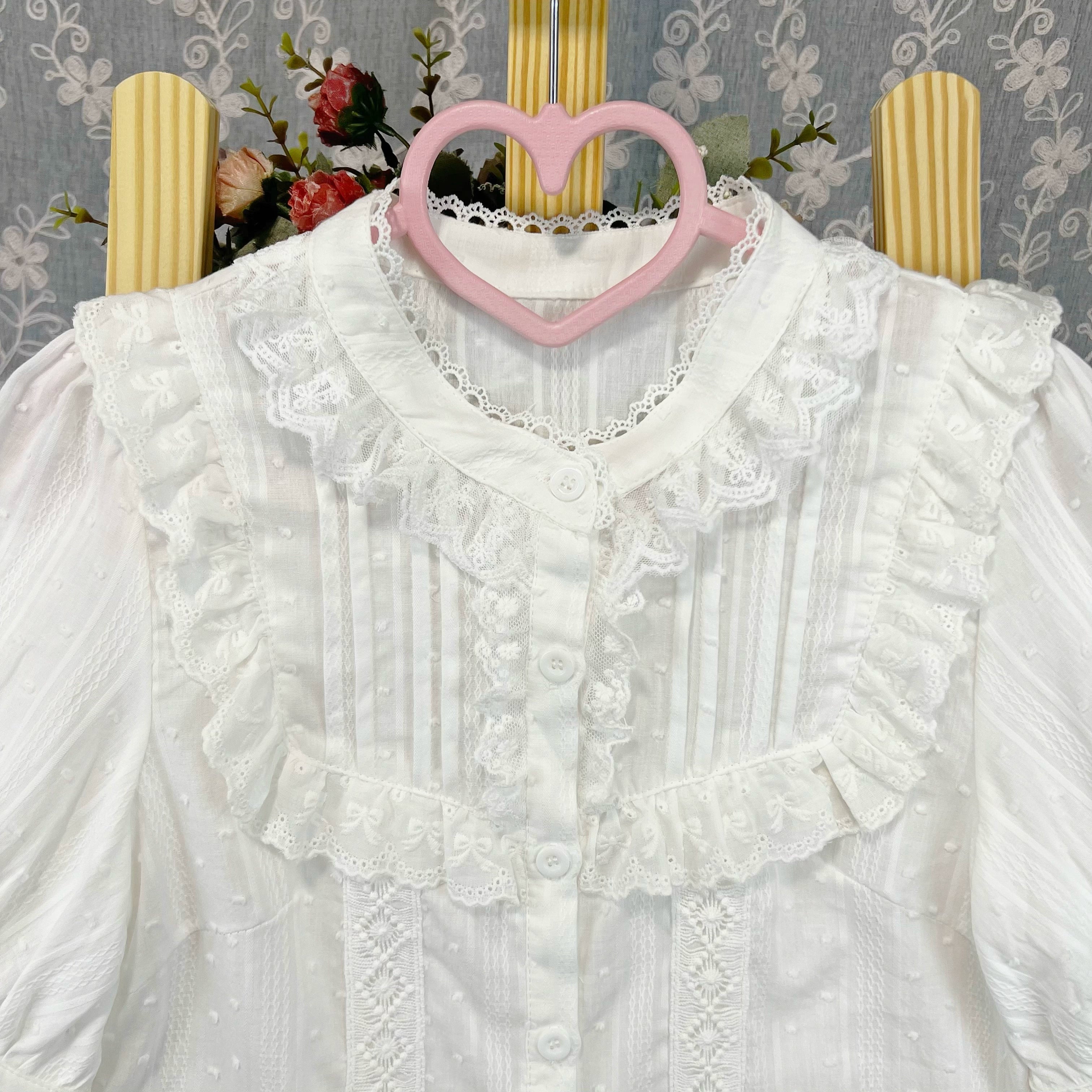 DMFS Lolita - Sweet Lolita Blouse Cotton Summer Short Sleeve Shirt