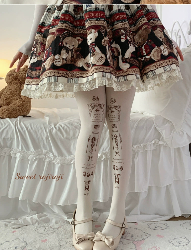 Roji Roji - Kawaii Lolita Pantyhose Velvet Print Stockings