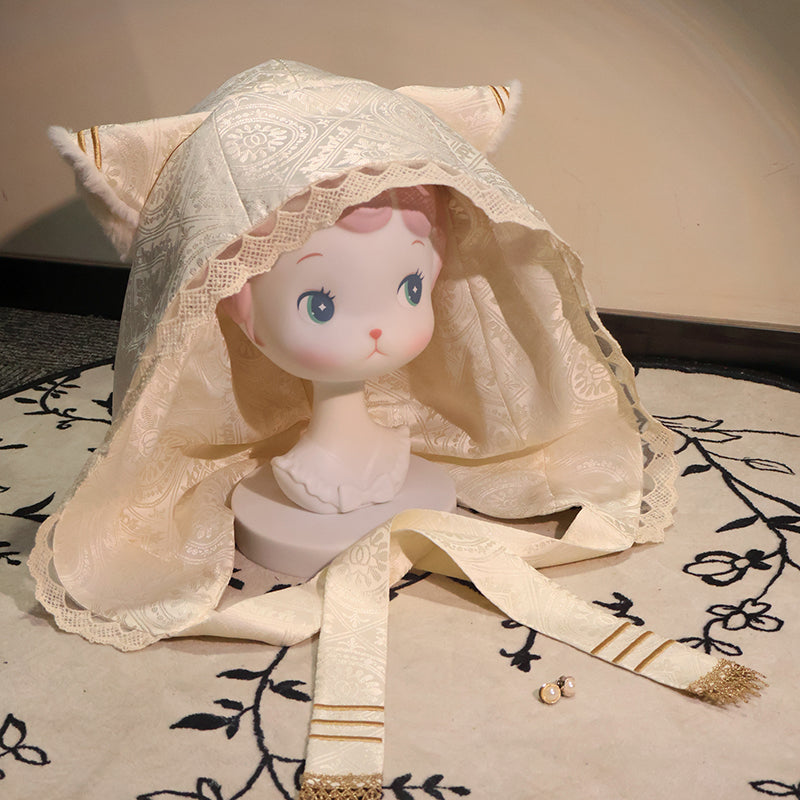 LizBird - Reincarnation of Time - Elegant Lolita OP Set with Waist-Cinching and A-Line Styles Cat Ear Jacquard Magic Hood Only