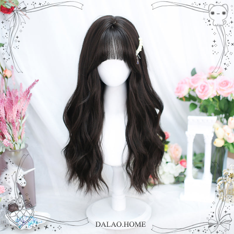 Dalao - Daily Lolita Wig Long Curly Various Styles Ins KOL Wig 1603 Black Tea