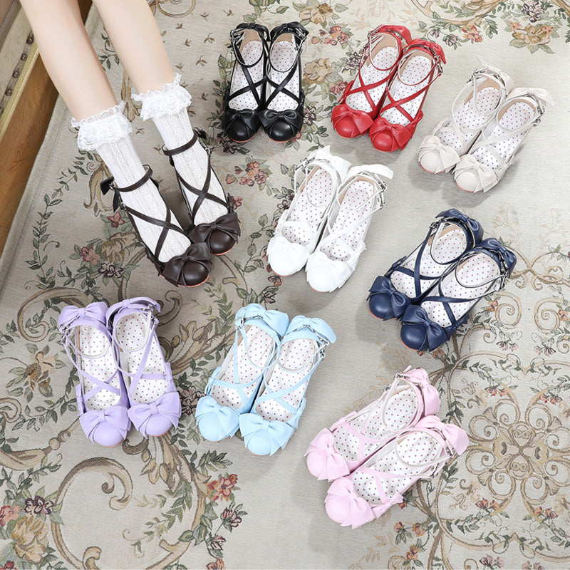 Sosic - Wind Tide Rumors - Cross-Strap Sweet Lolita Handmade Shoes