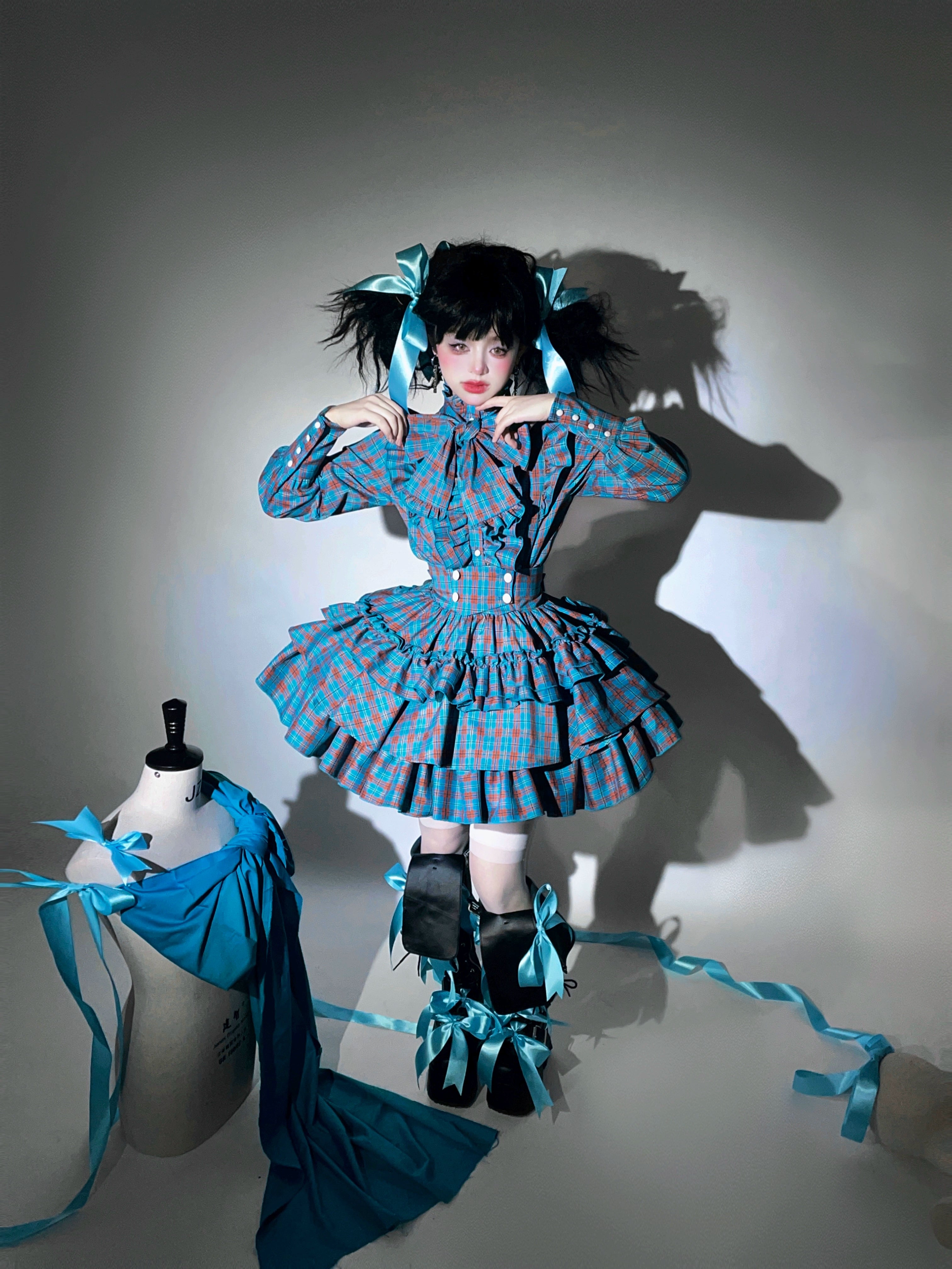 Humanoid Gift Box - Plaid Gothic Lolita Blouse & SK 44028:792579
