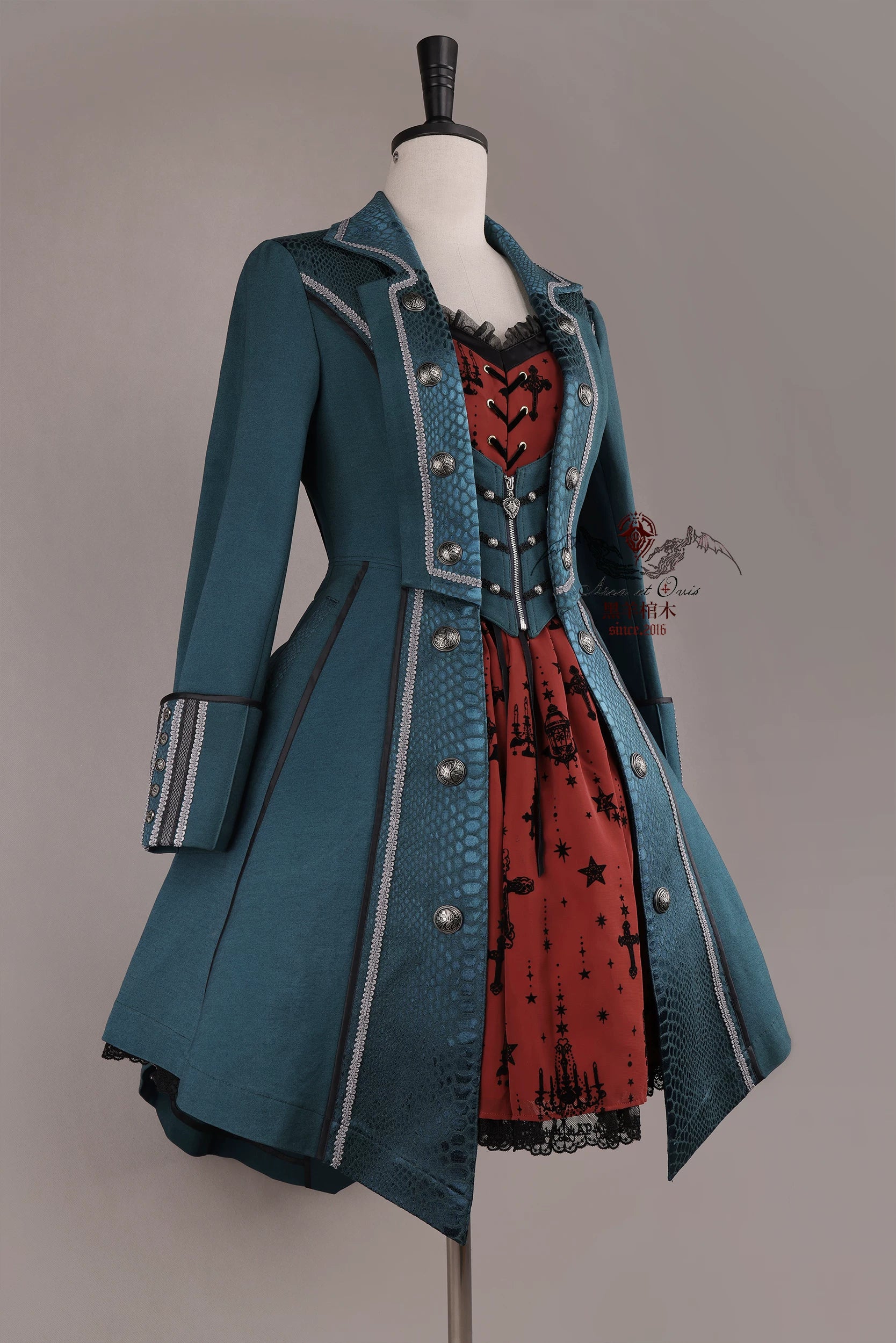 Bat Wing - Embroidery Ouji Lolita Coat, Detachable Front Panels 44433:808171