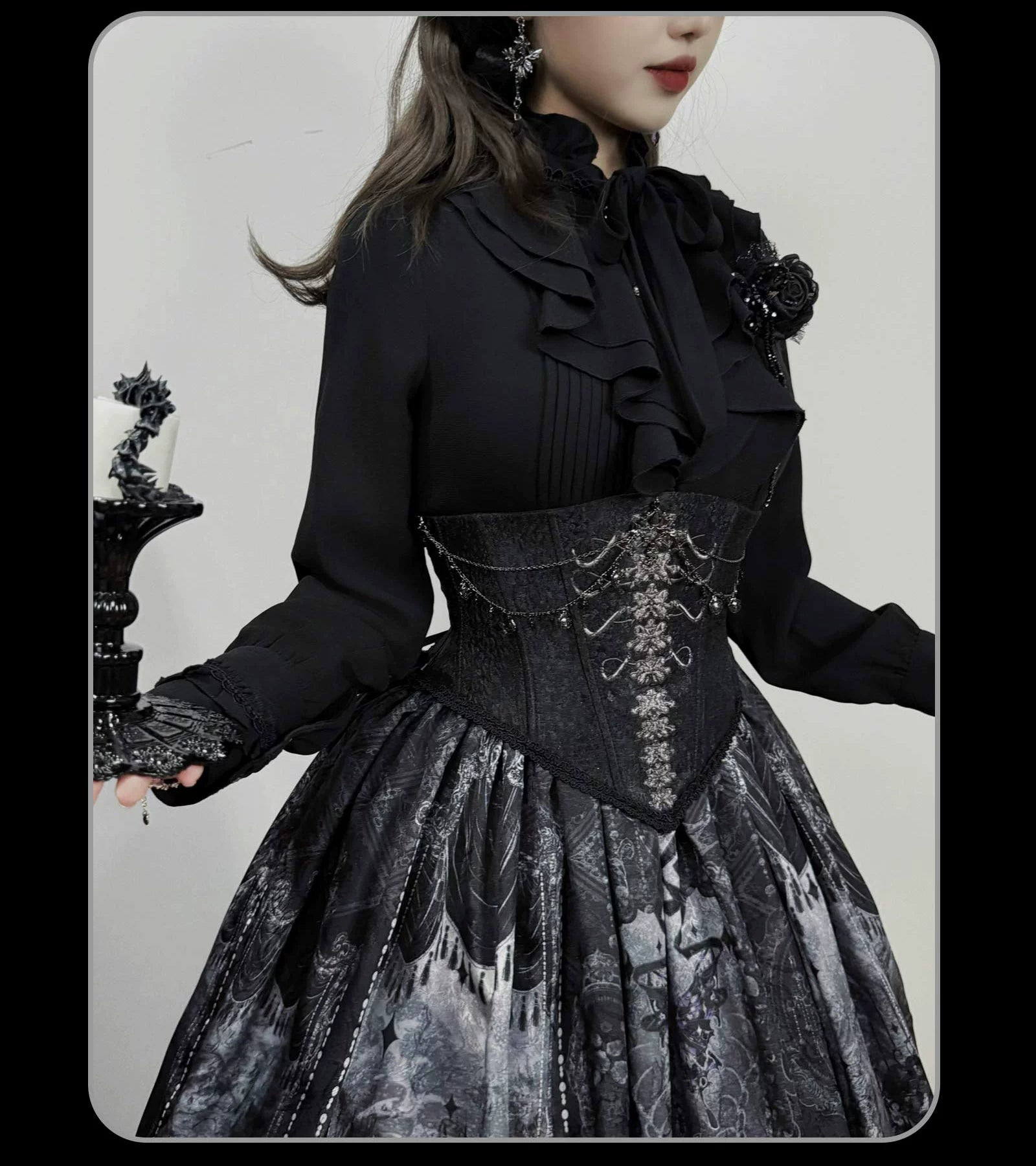 Susin Lolita - Bone-Eroded Butterfly - Gothic Lolita JSK & SK Set 44051:793342