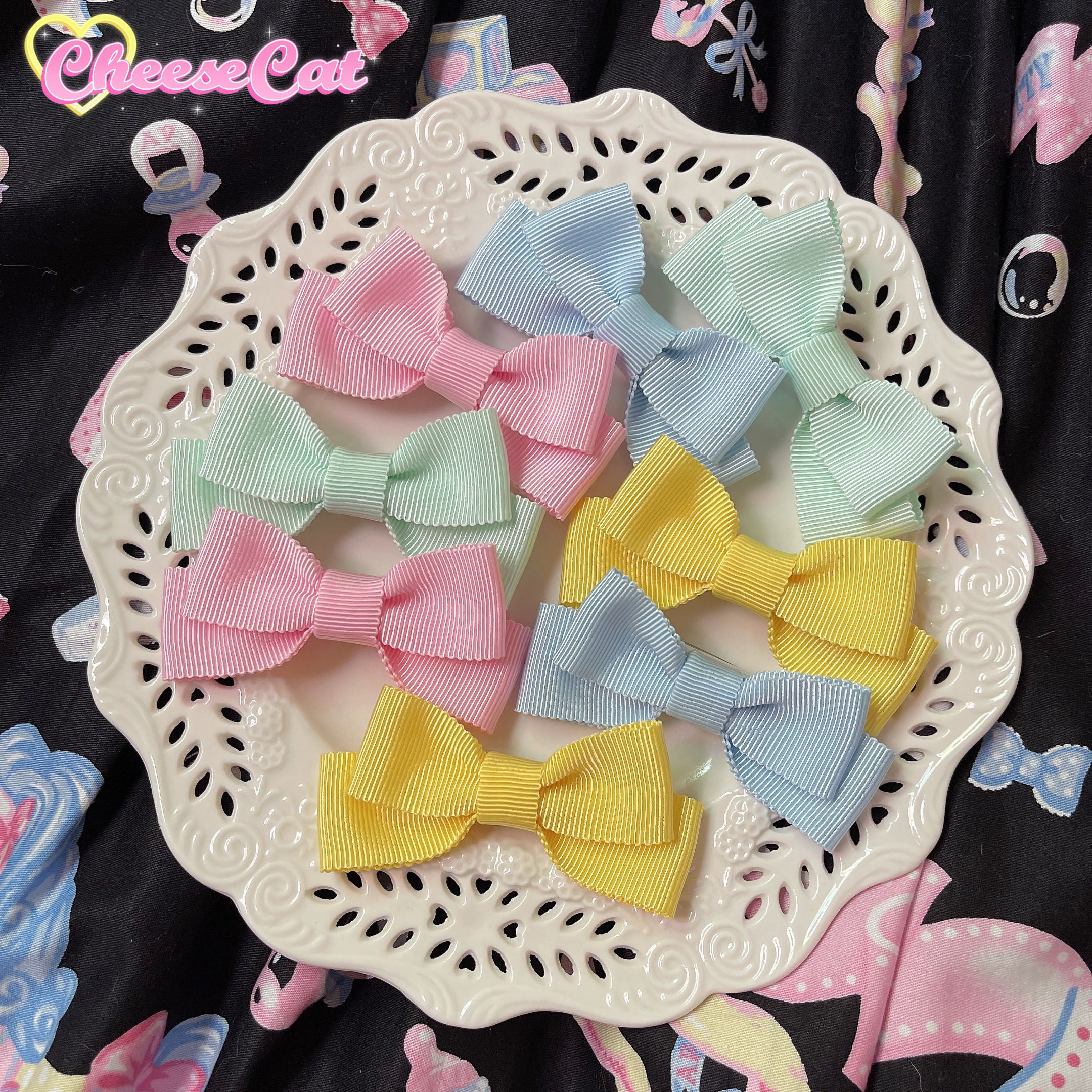 Cheese Cat - Fluffy Lop-Eared Bunny Sweet Lolita Hairband Pink Brooch (1 pair)