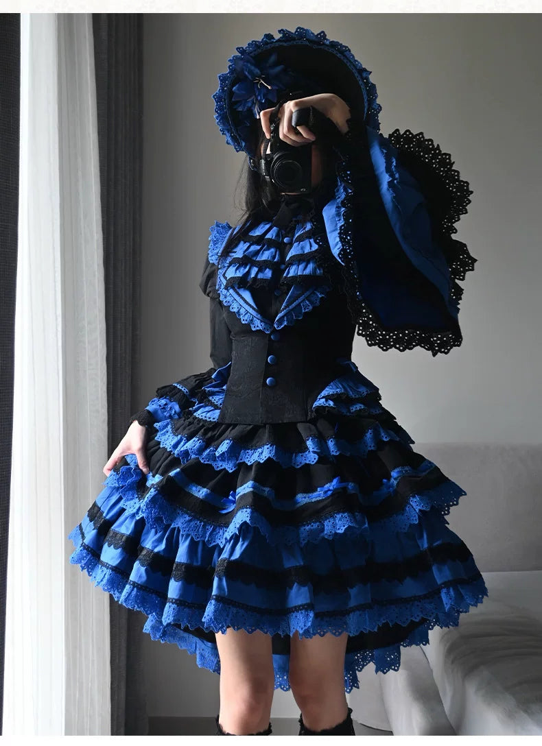Nightmare - Gothic Lolita Ruffled Blouse and Tiered Skirt Set 45439:852809