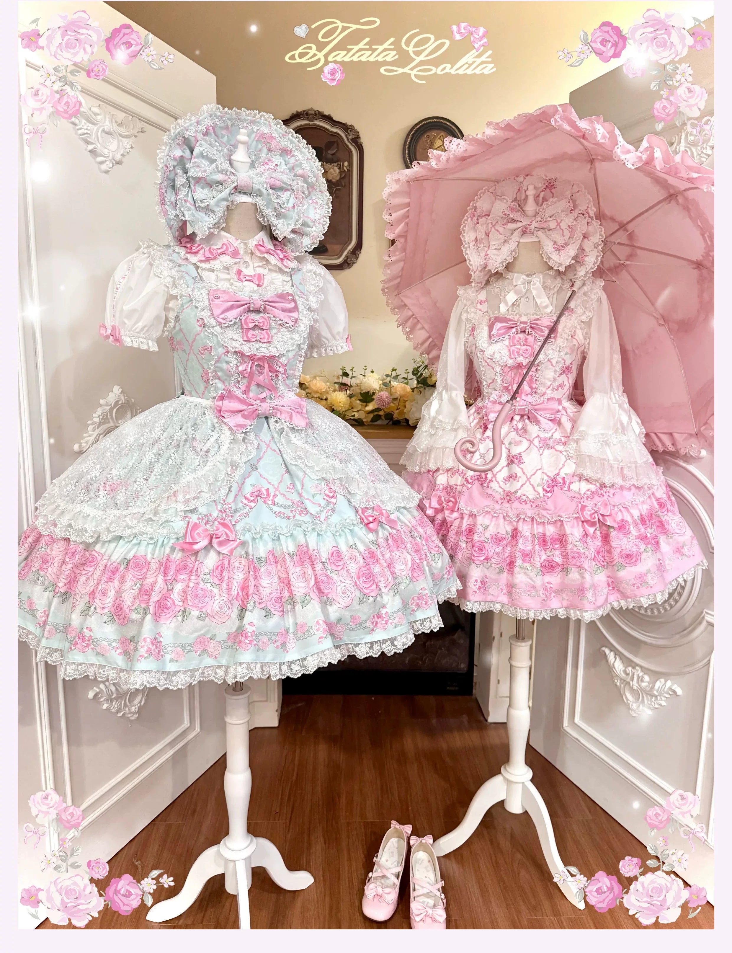 Summer 2026 - Old School Lolita Floral Printed JSK Dress with Ribbon Bows 45521:851898