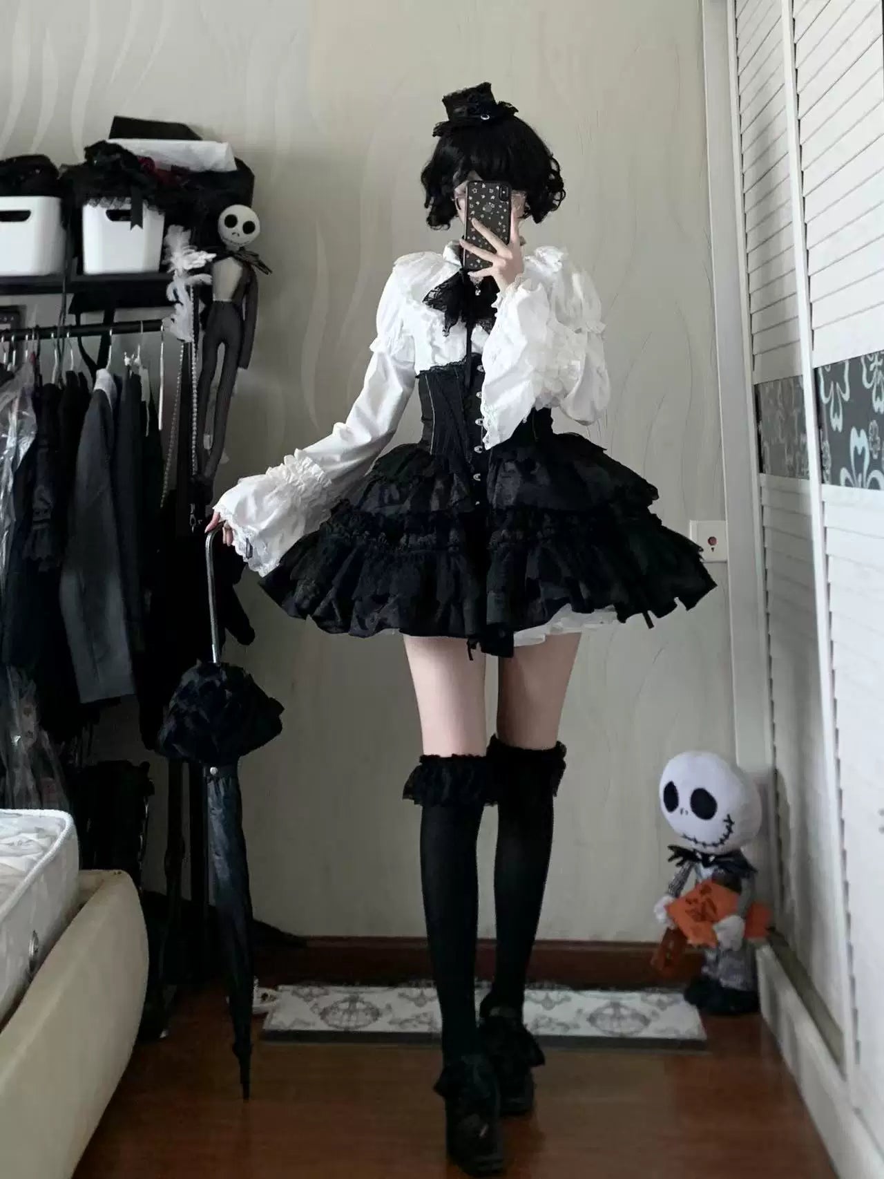 Eclipse Night - Gothic Lolita Shirt Set, Boning Corset Skirt (L M S) 44391:807281