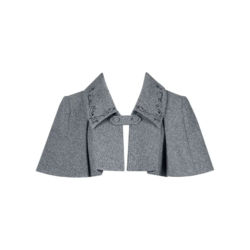 Reminisce - Pile Classic Lolita Dress, Detachable Cape (L M S) 44439:808524