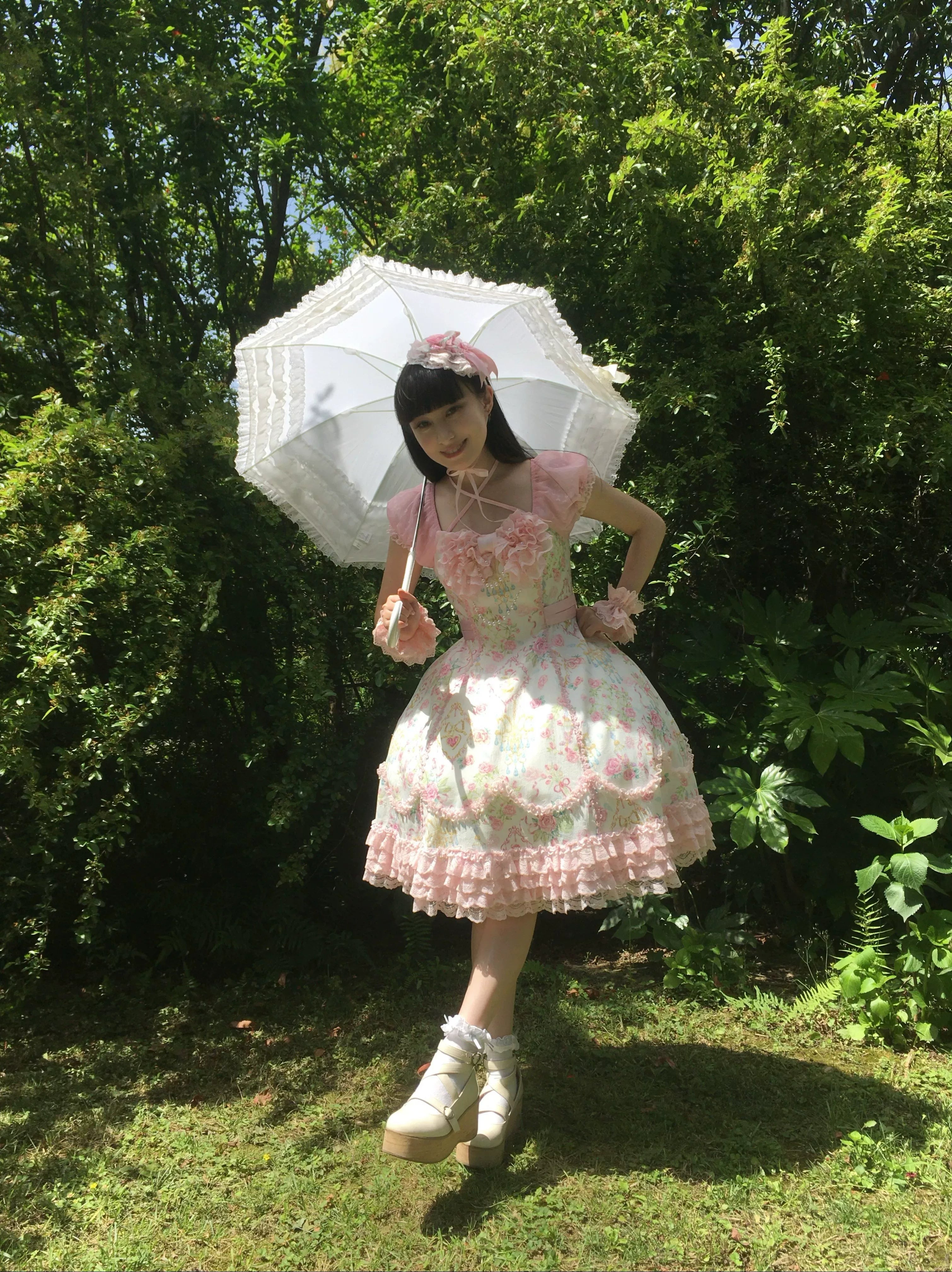 Spring 2025 - Old School Lolita Floral Print JSK Dress, Doll-Like OP 45247:842756