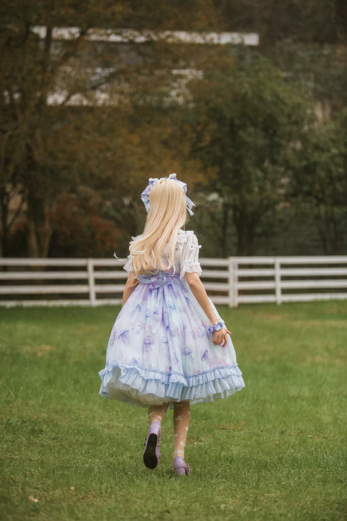 Coral Jellyfish - Sweet Lolita High-waist JSK Dress, Jellyfish & Coral Print 44906:827417