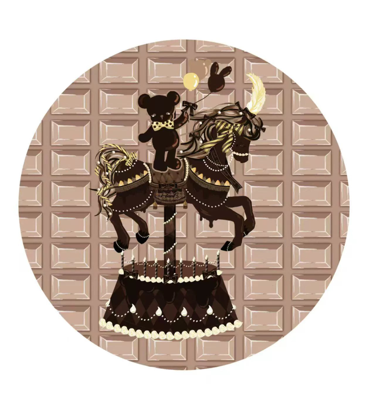 Chocolate Carousel - Peter Pan Collar Old School Lolita JSK Dress, Carousel Print Badge Only (one size / choose M) S