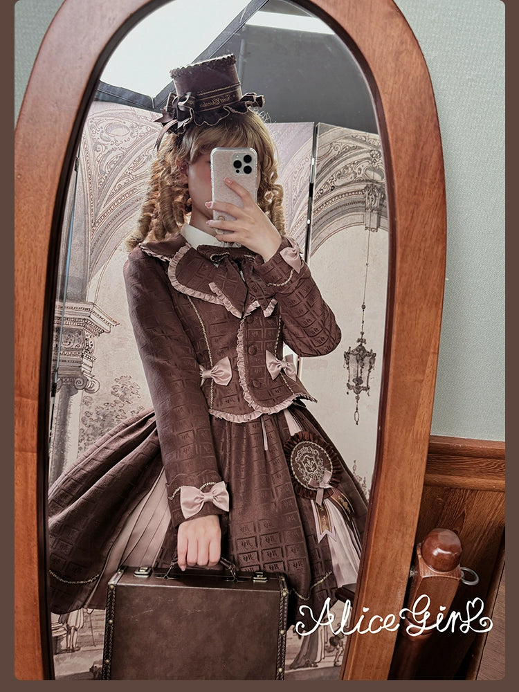 Alice Girl - Bear Chocolate Slab - Classic Lolita Slim Fit JSK & SK Dress 44309:804357