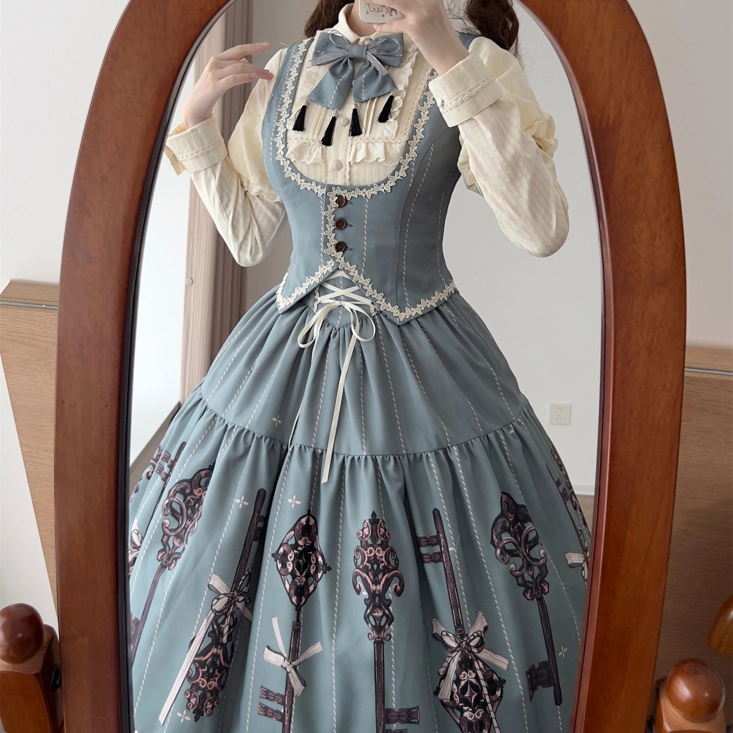 Uncle's Workshop - Secret Key - Classic Lolita Dress Suit, Key Print 43925:790963
