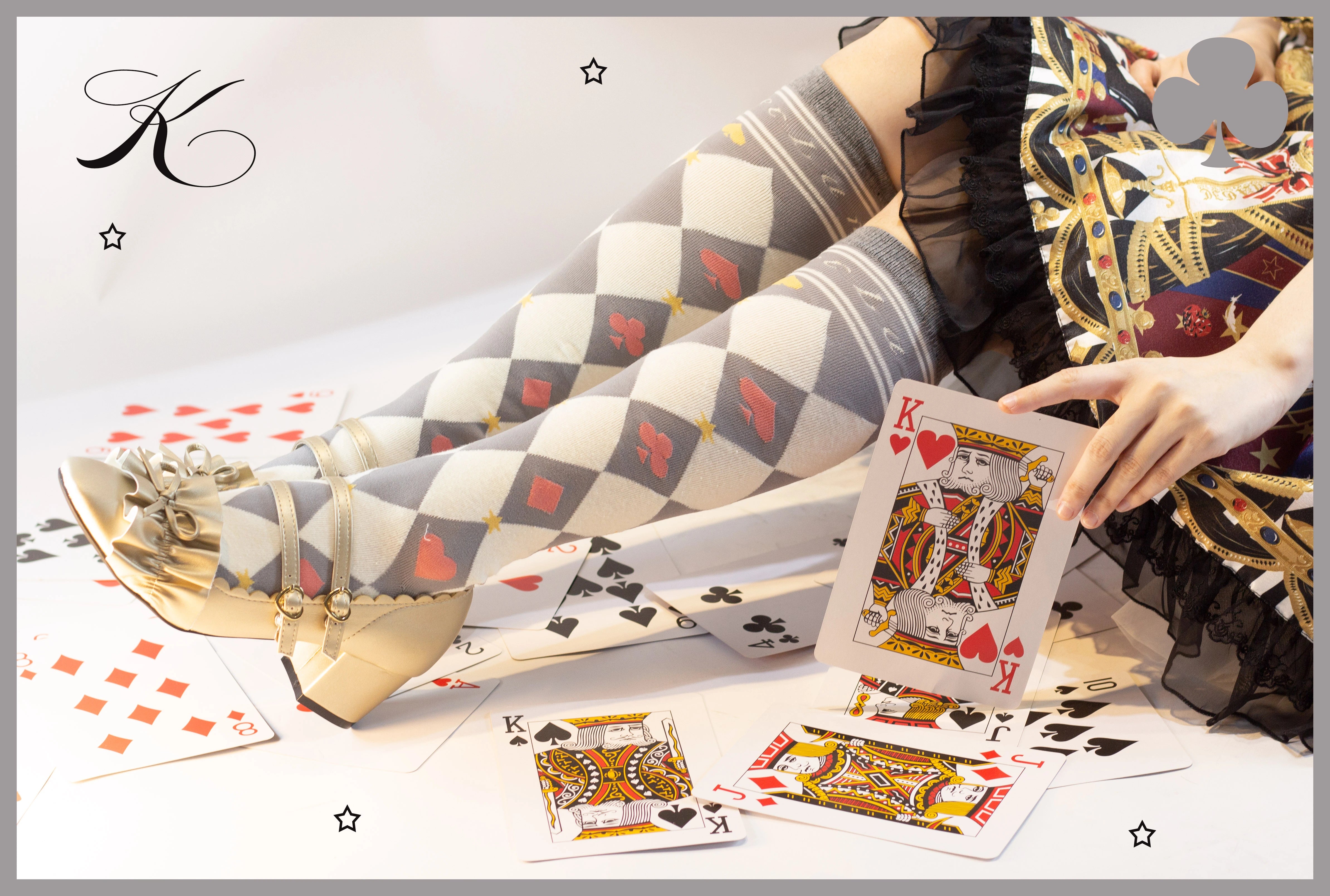 Yukines Box~Daily Lolita Cotton Asymmetric Print Socks 22174:324170