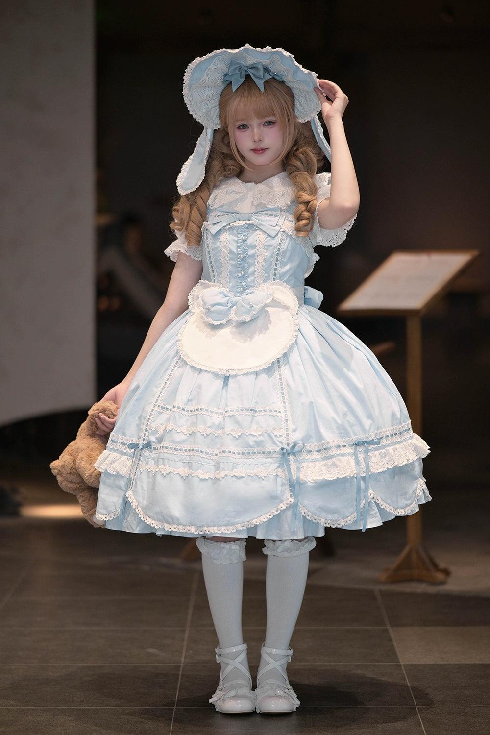 Vintage Petal Rabbit - Cotton Old School Lolita JSK Dress With Petal-Shaped Hem 43136:769609