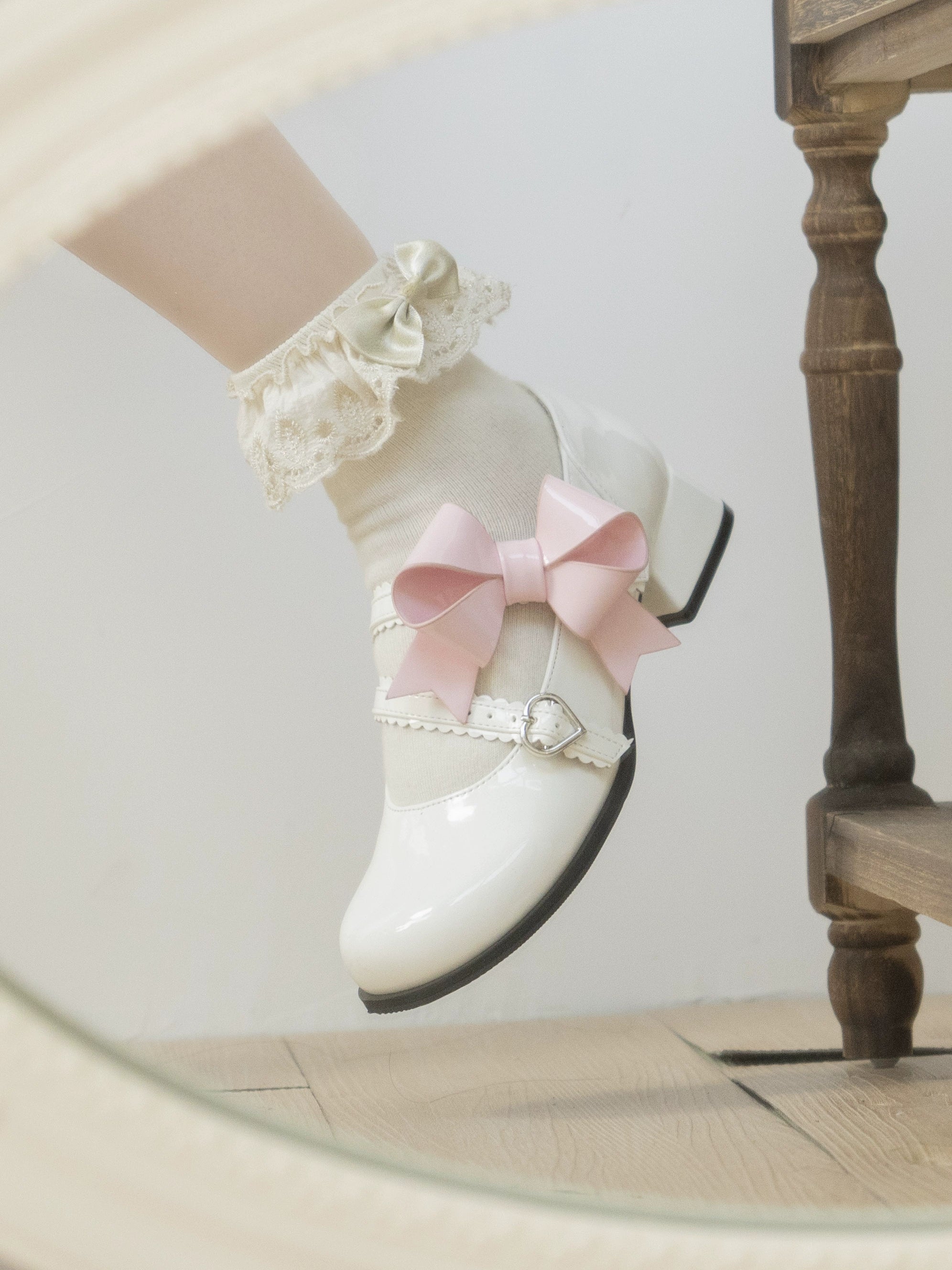 Dolly Doll~Apple Candy~Mary Jane Lolita Shoes Bow PU Low-Mid Heel Shoes 32682:408360
