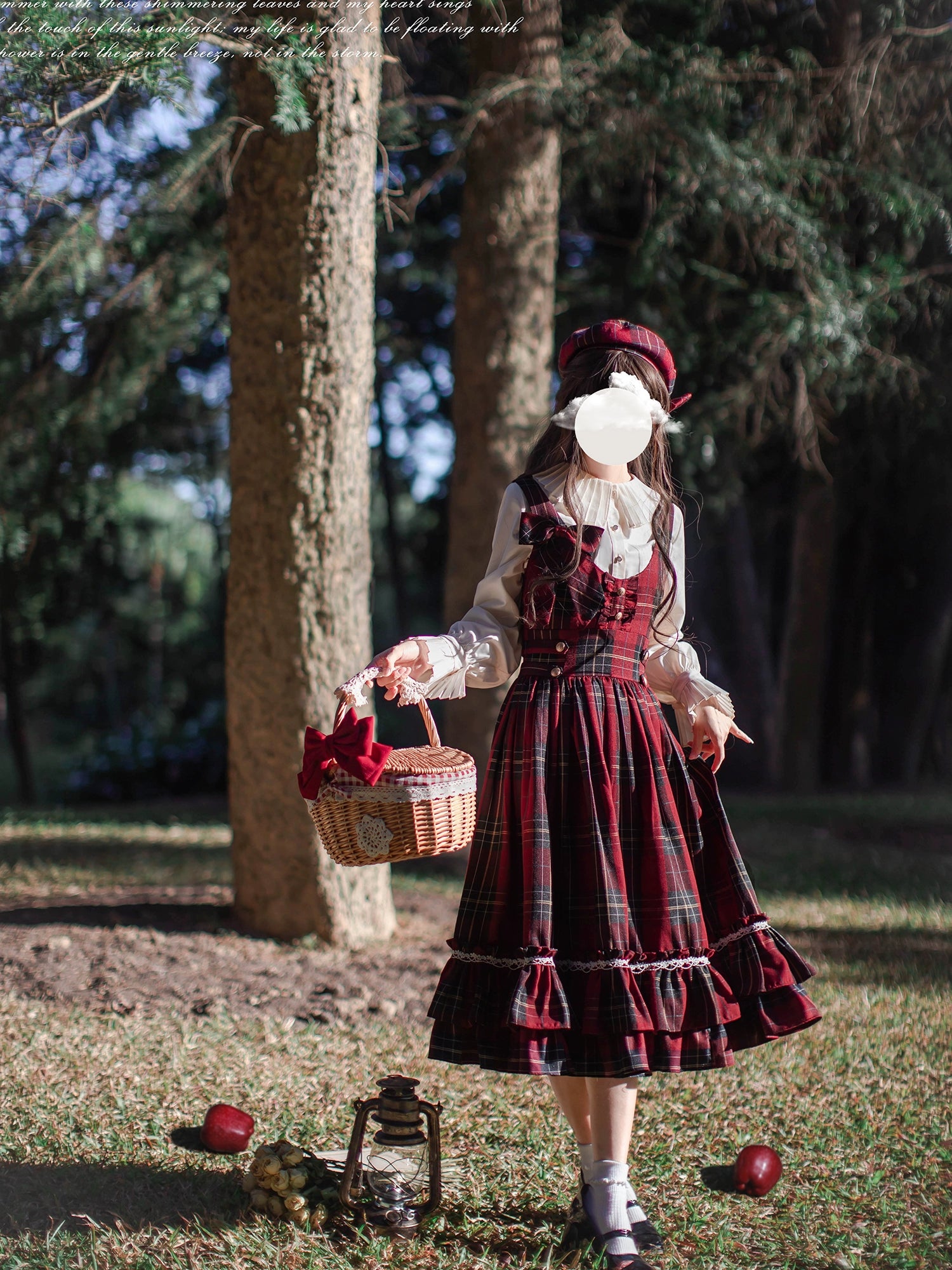 HuTaoMuJK - Little Red Riding Hood - Vintage Lolita Cape & JSK Dress Set 43706:783694