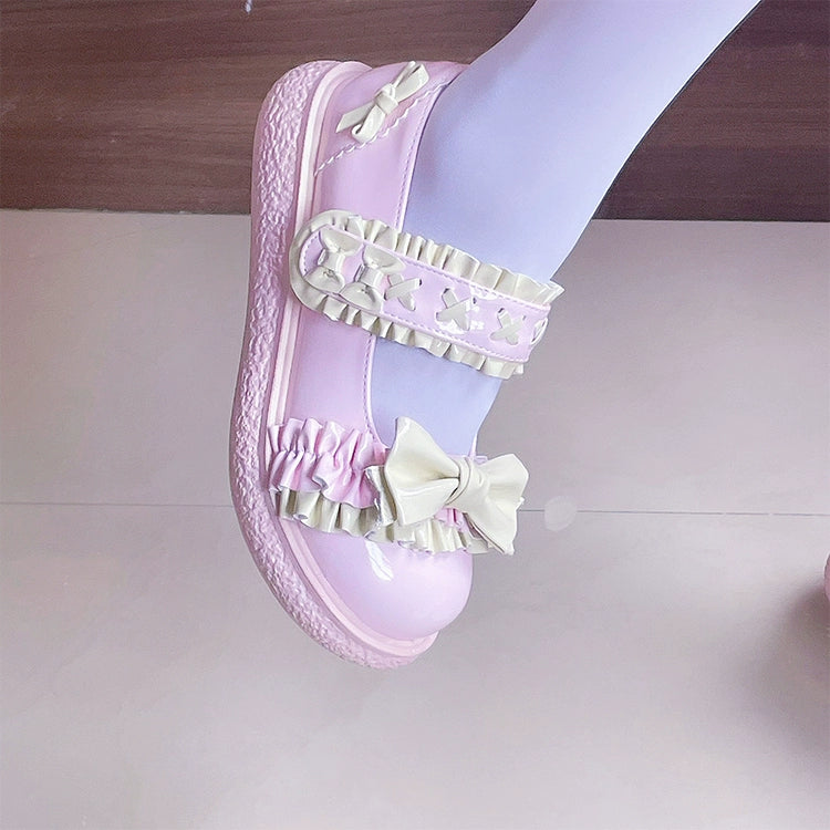 Fairy Godmother~Cute Lolita Shoes Bow Candy-Colored Lolita Flat Shoes 32696:408604