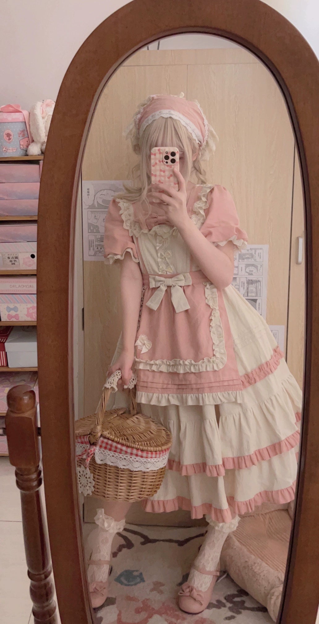Sugar Girl - Country Lolita OP Dress Short Sleeve Summer Dress Pink OP (Short) S